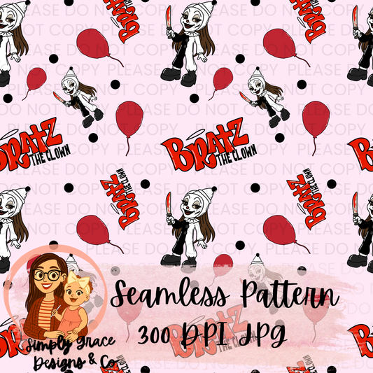 Bratz Clown Inspired Seamless Pattern
