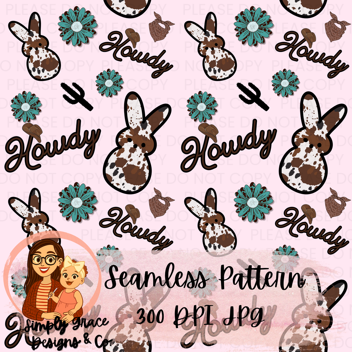 Easter Western Girly Seamless Pattern
