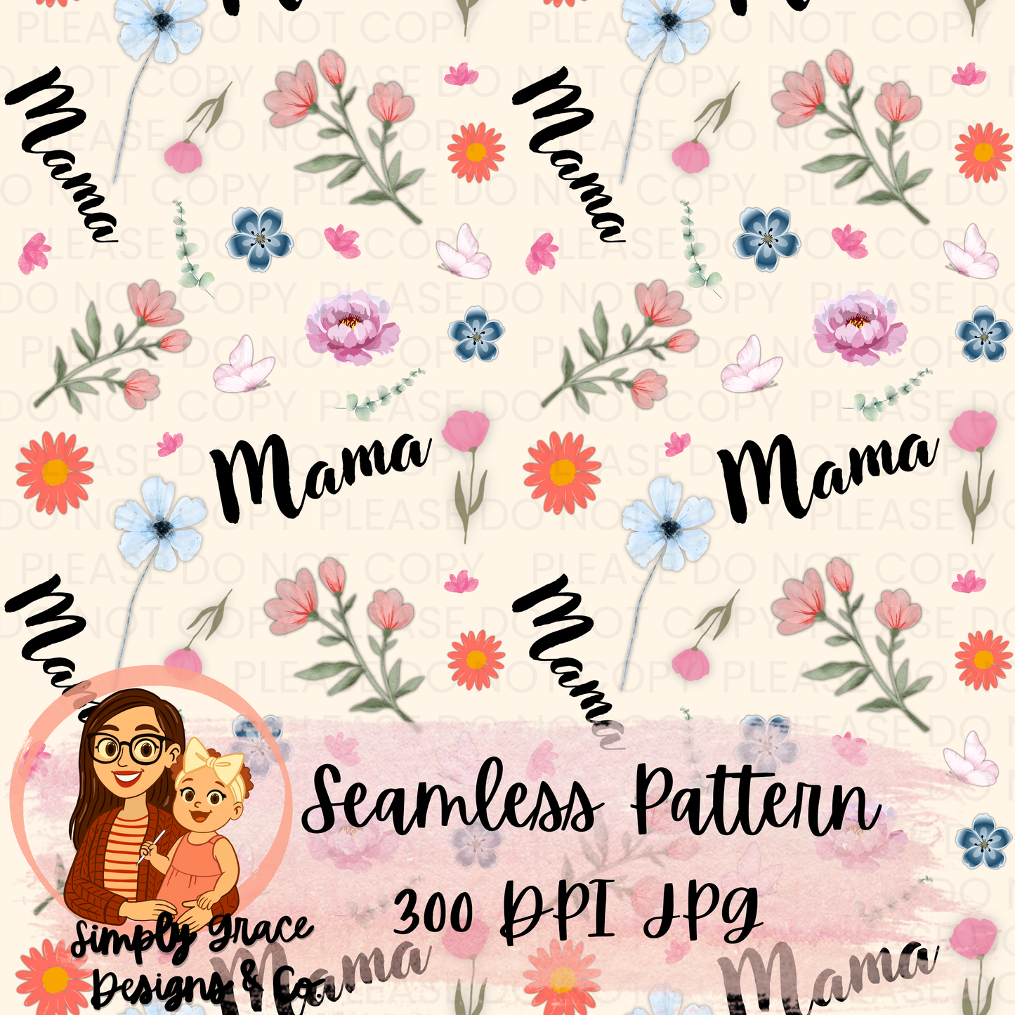 Mama Floral Seamless Pattern