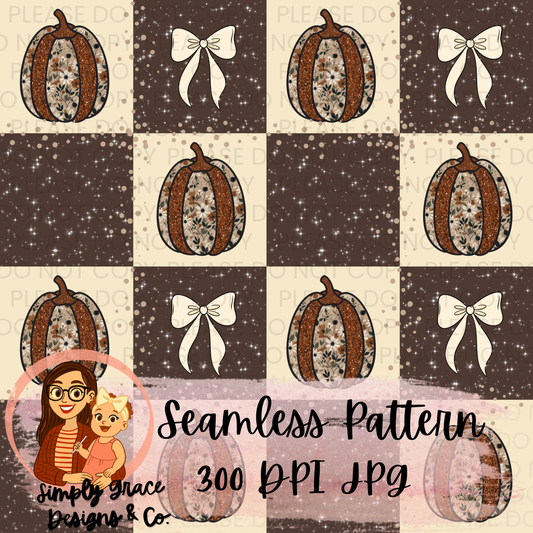 300 DPI PUMPKIN BOW Seamless Pattern