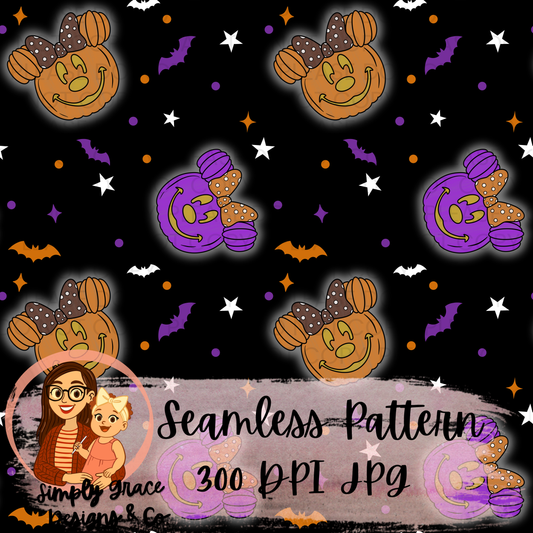 300 DPI Halloween Mouse Inspired Seamless Pattern