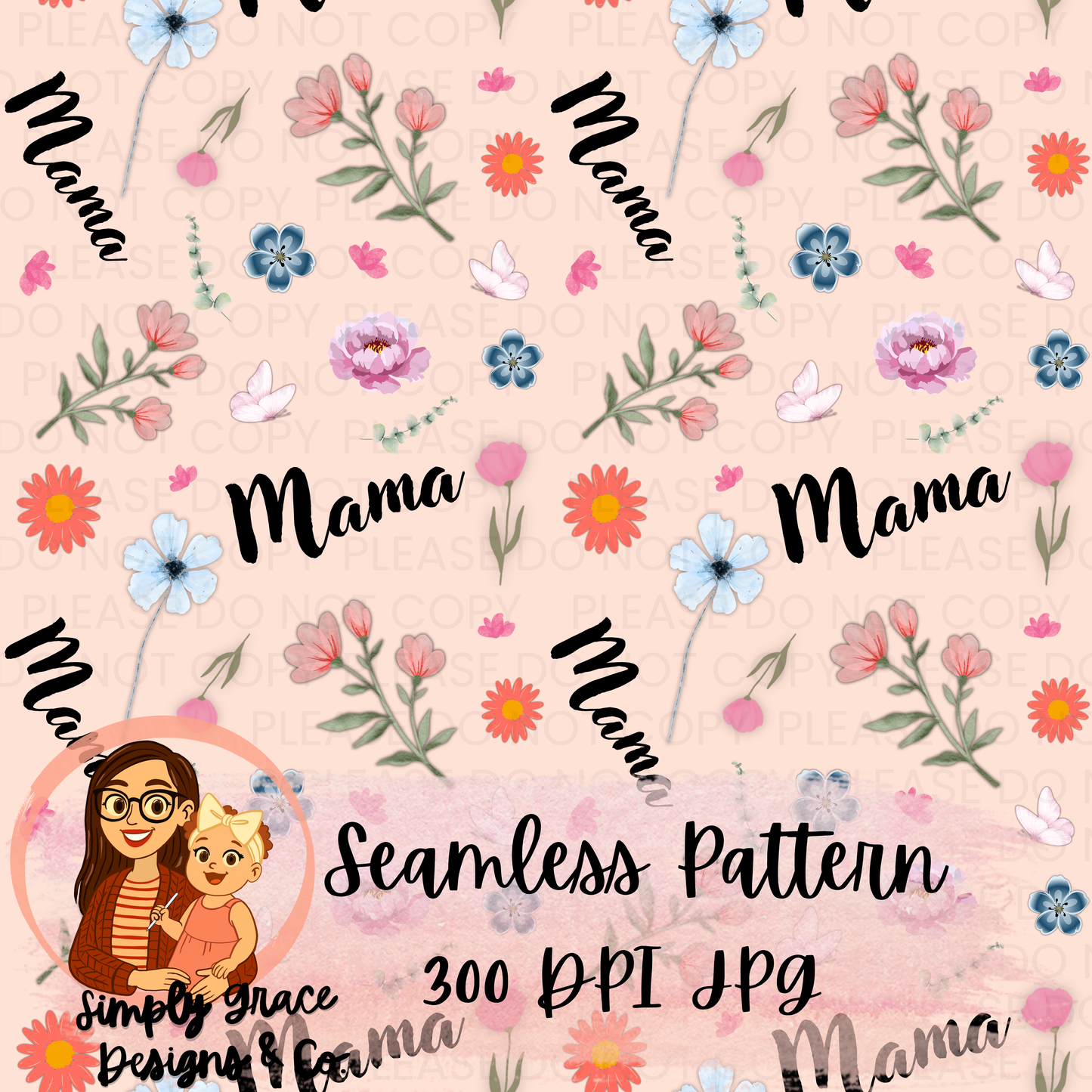 Mama Floral Seamless Pattern