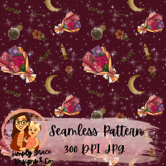 Girly Bookish Seamless Pattern