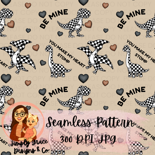 Dino Valentine— GN Seamless Pattern
