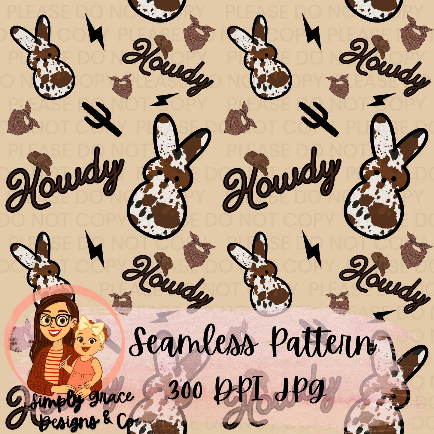 Easter Western Peeps Seamless Pattern