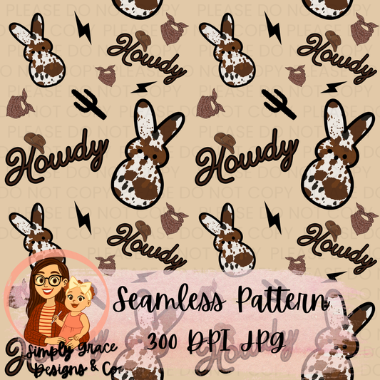 Easter Western Peeps Seamless Pattern