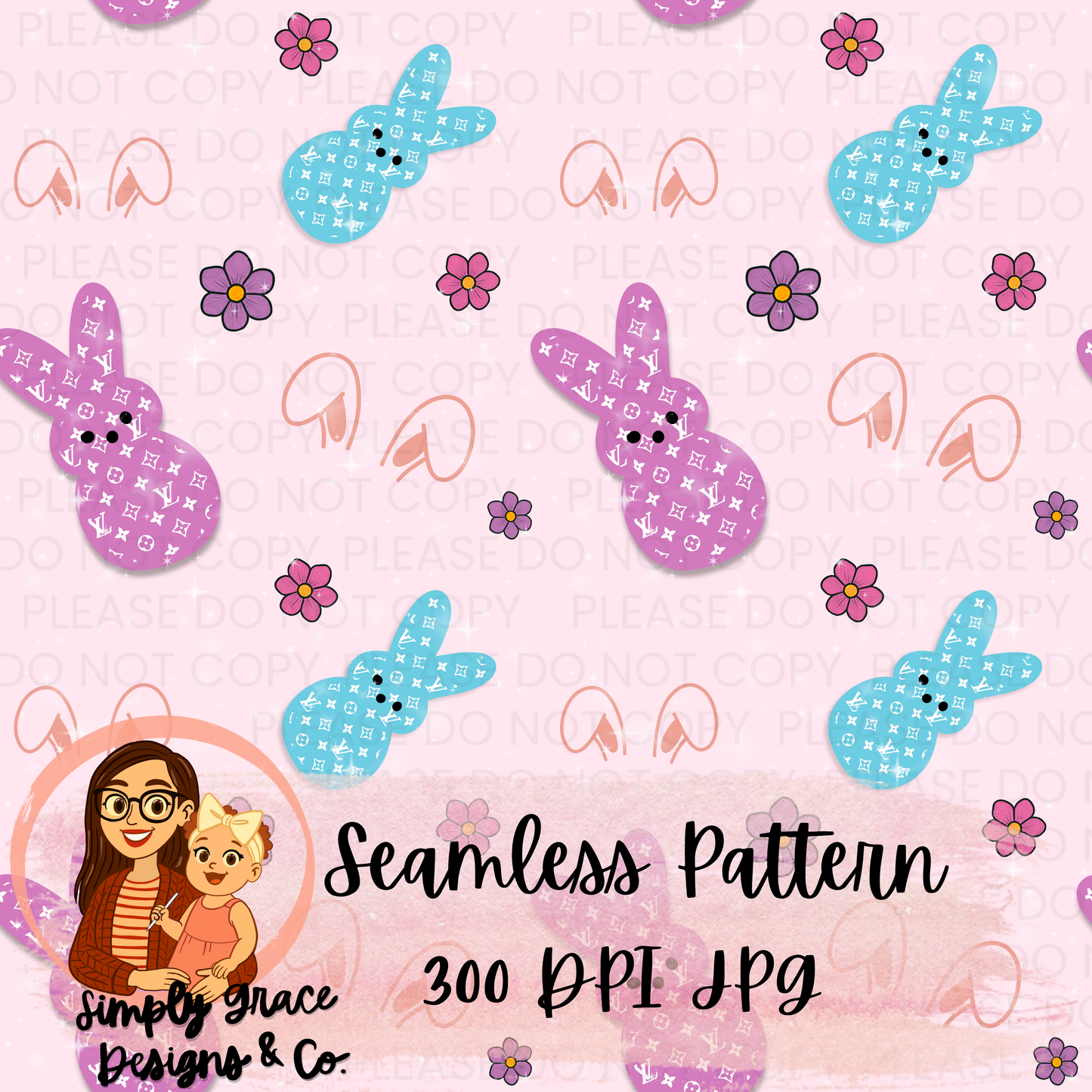 Boujee Easter Peeps Seamless Pattern