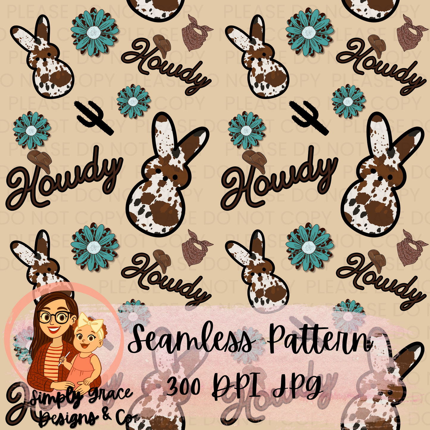Easter Western Girly Seamless Pattern