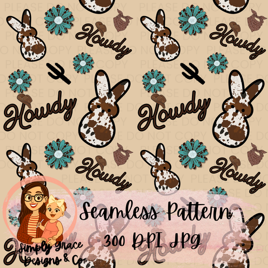 Easter Western Girly Seamless Pattern