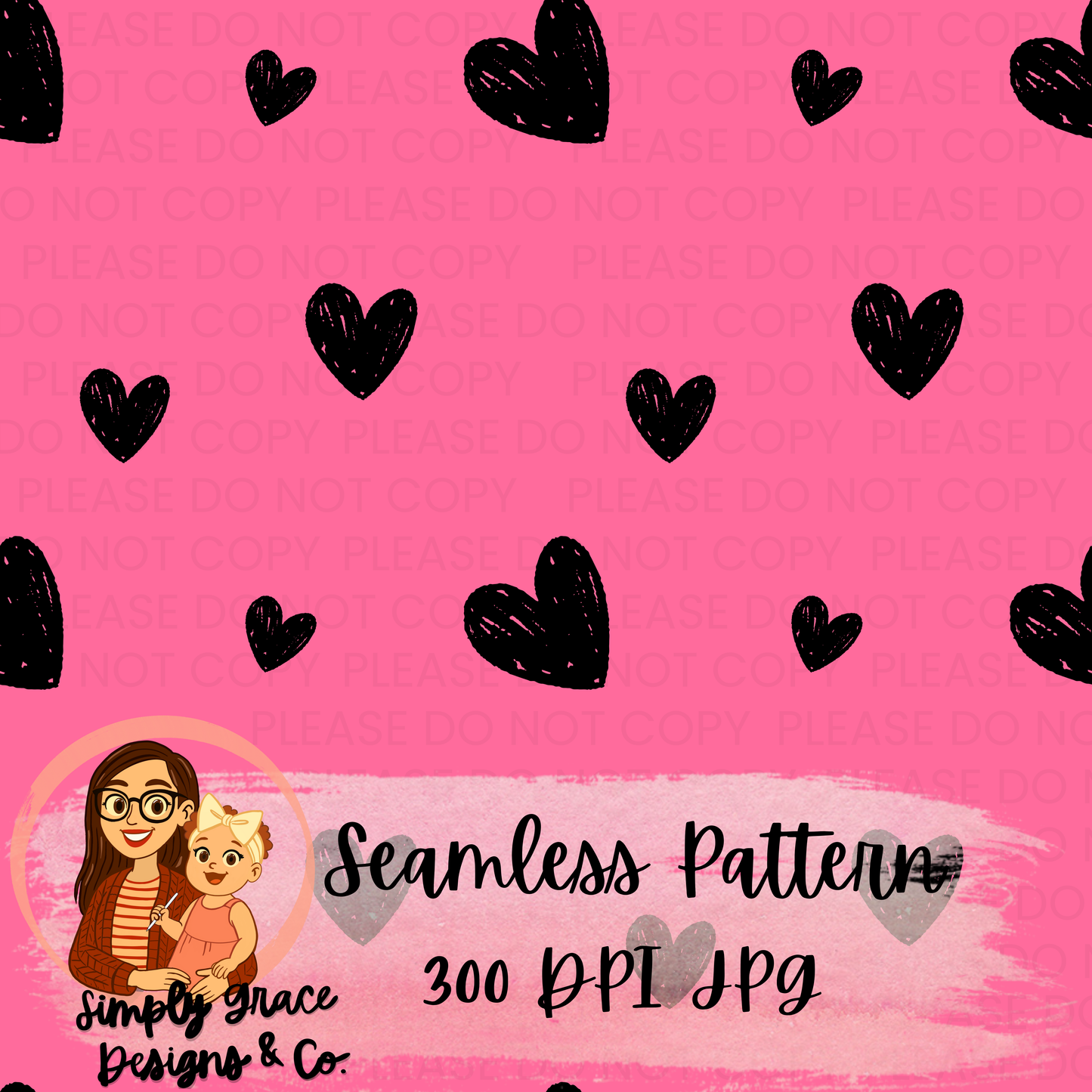 Black Hearts Seamless Pattern