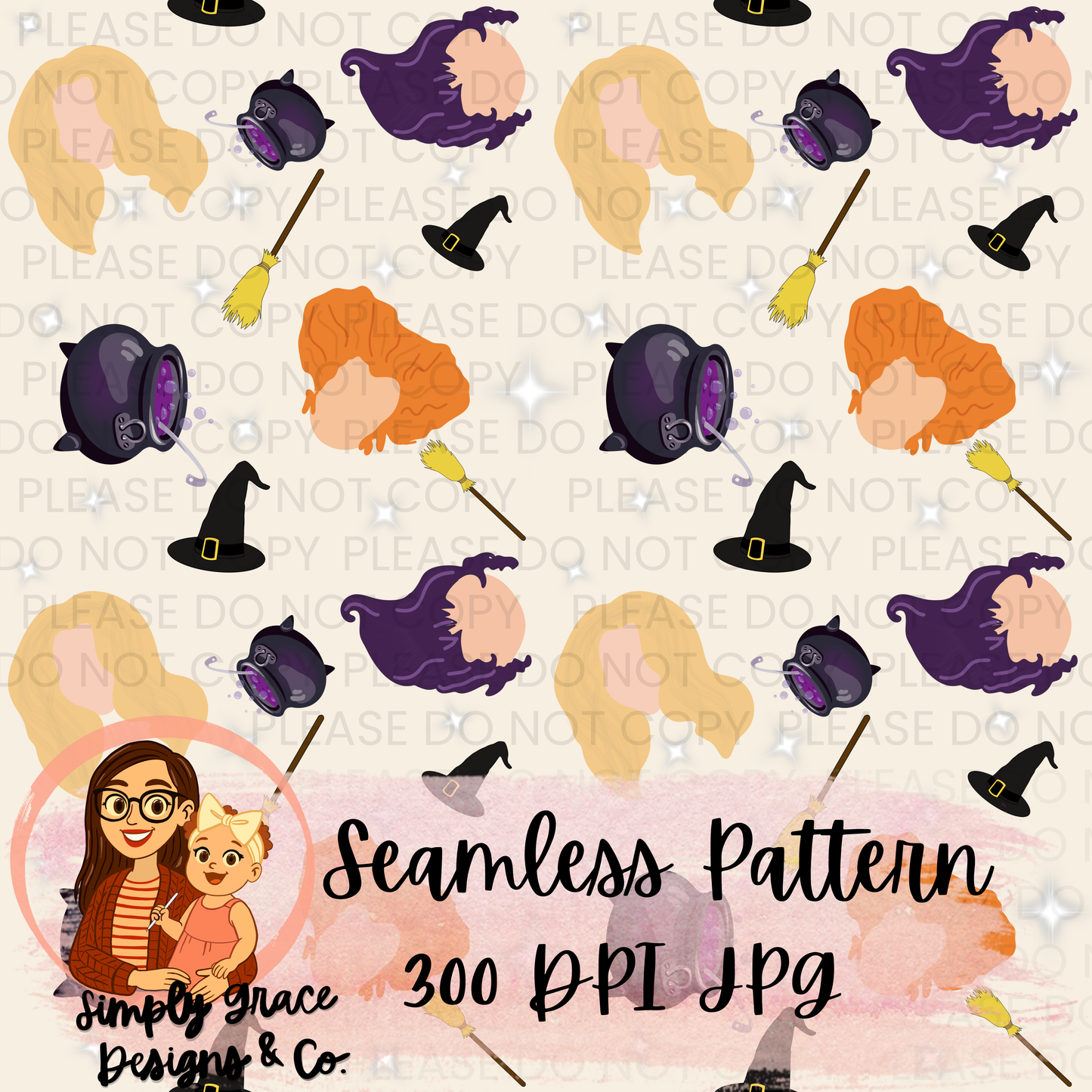 Hocus Pocus Inspired Seamless Pattern