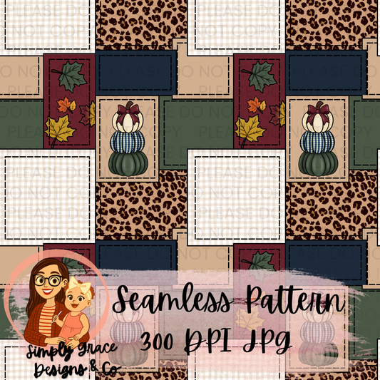 300 DPI Fall Patchwork Seamless Pattern