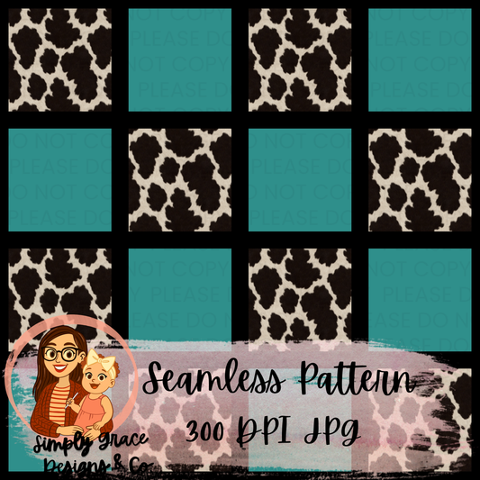 Cow Print Checkered Seamless Pattern