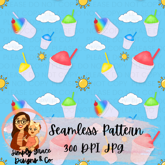 Hand-drawn Summer Snowballs Seamless Pattern