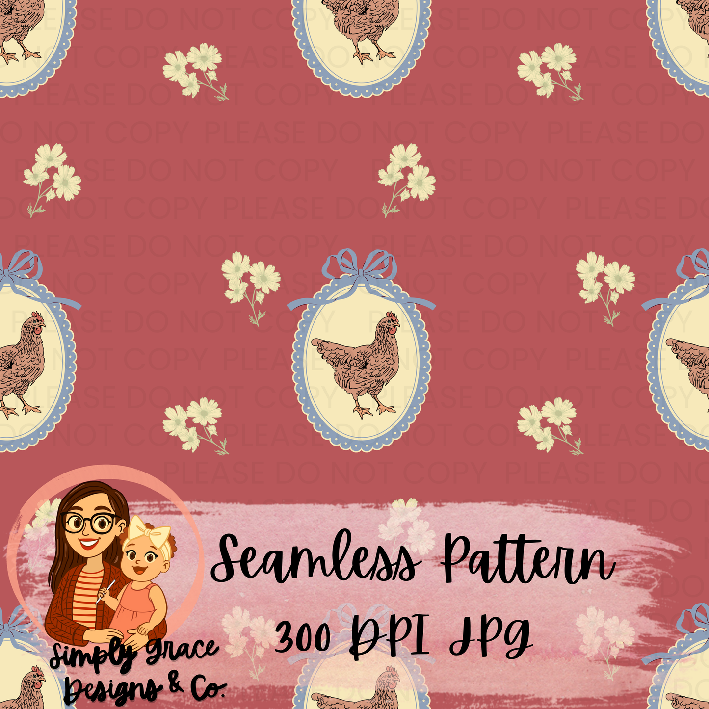 Vintage Spring Chicken Seamless Pattern