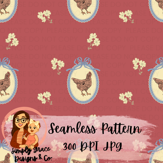 Vintage Spring Chicken Seamless Pattern