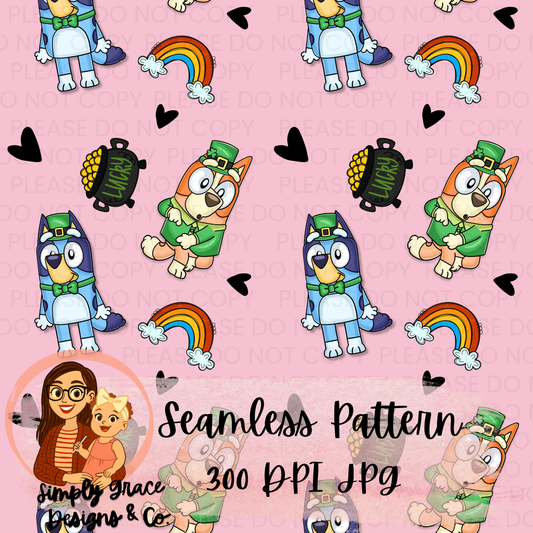 Blue Dog St. Patty’s Day Seamless Pattern