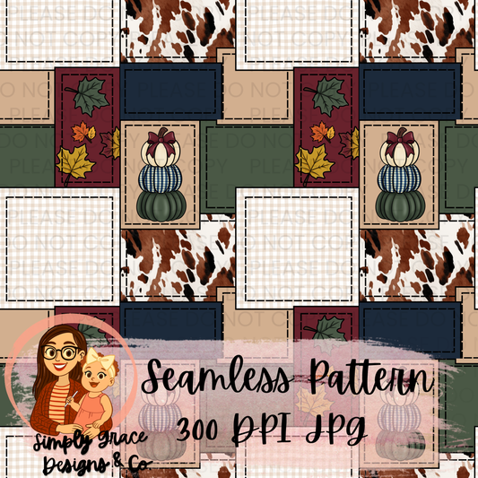 300 DPI Fall Patchwork Seamless Pattern