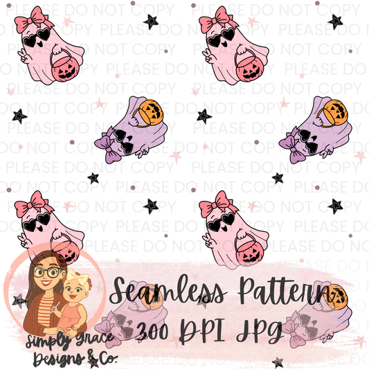 Girly Ghost Seamless Pattern