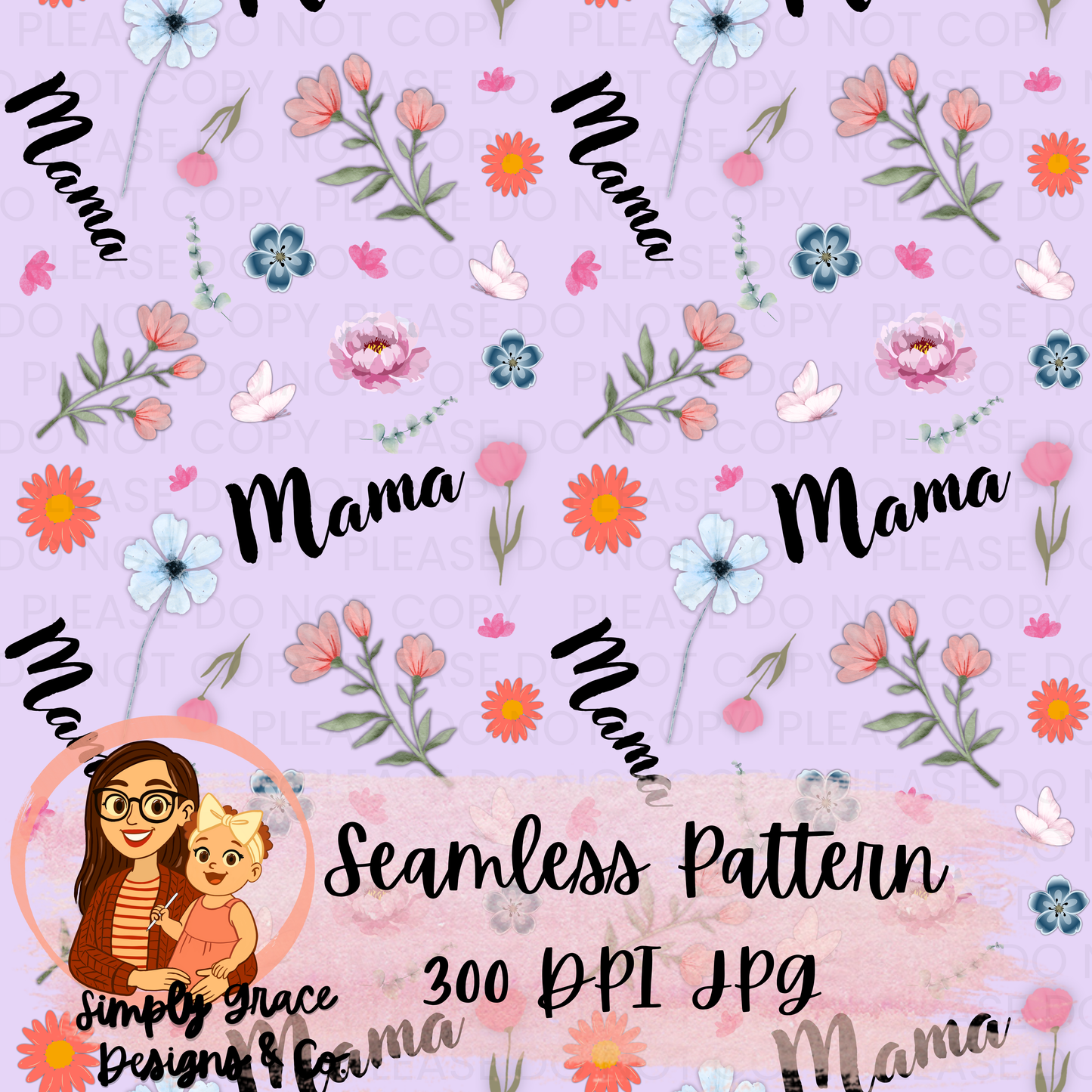 Mama Floral Seamless Pattern