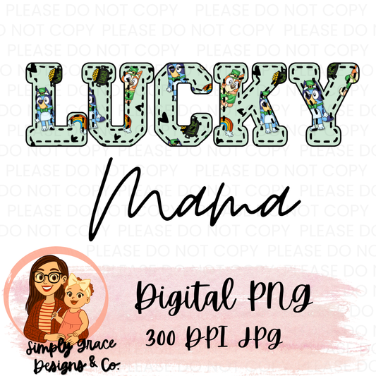 Lucky mama Blue Dog PNG