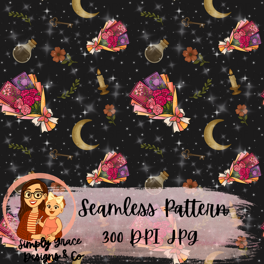 Girly Bookish Seamless Pattern