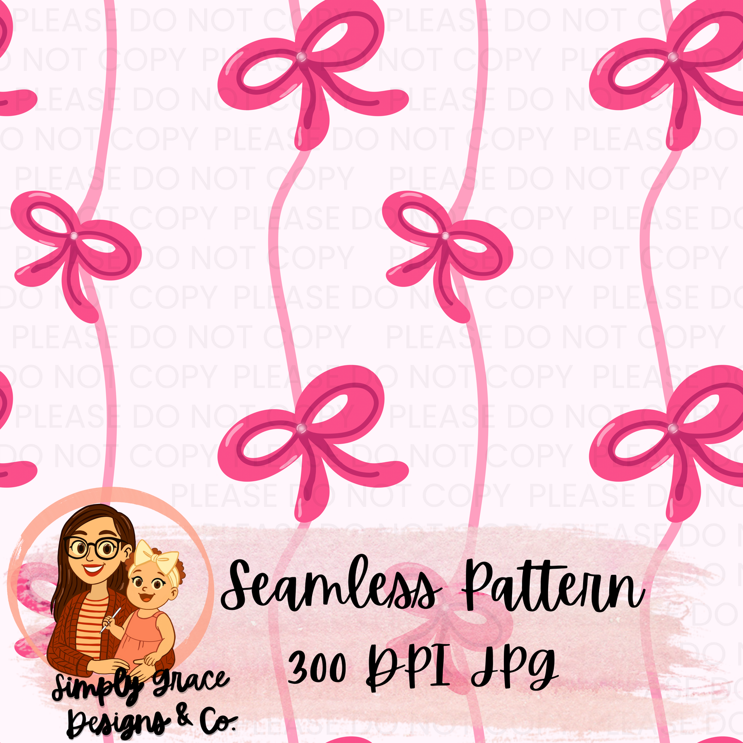 Hand-Drawn Pink Bows Seamless Pattern