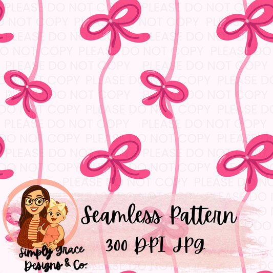 Hand-Drawn Pink Bows Seamless Pattern
