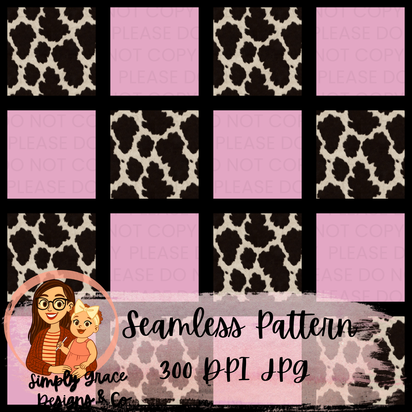 Cow Print Checkered Seamless Pattern