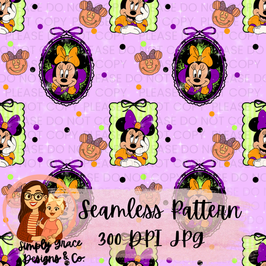 300 DPI Halloween Mouse Inspired Seamless Pattern