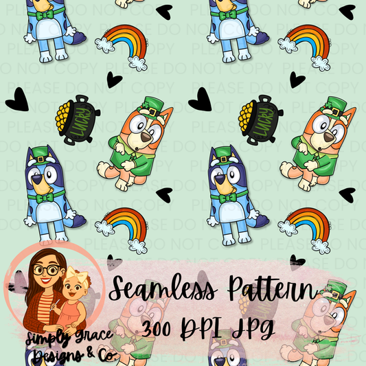 Blue Dog St. Patty’s Day Seamless Pattern