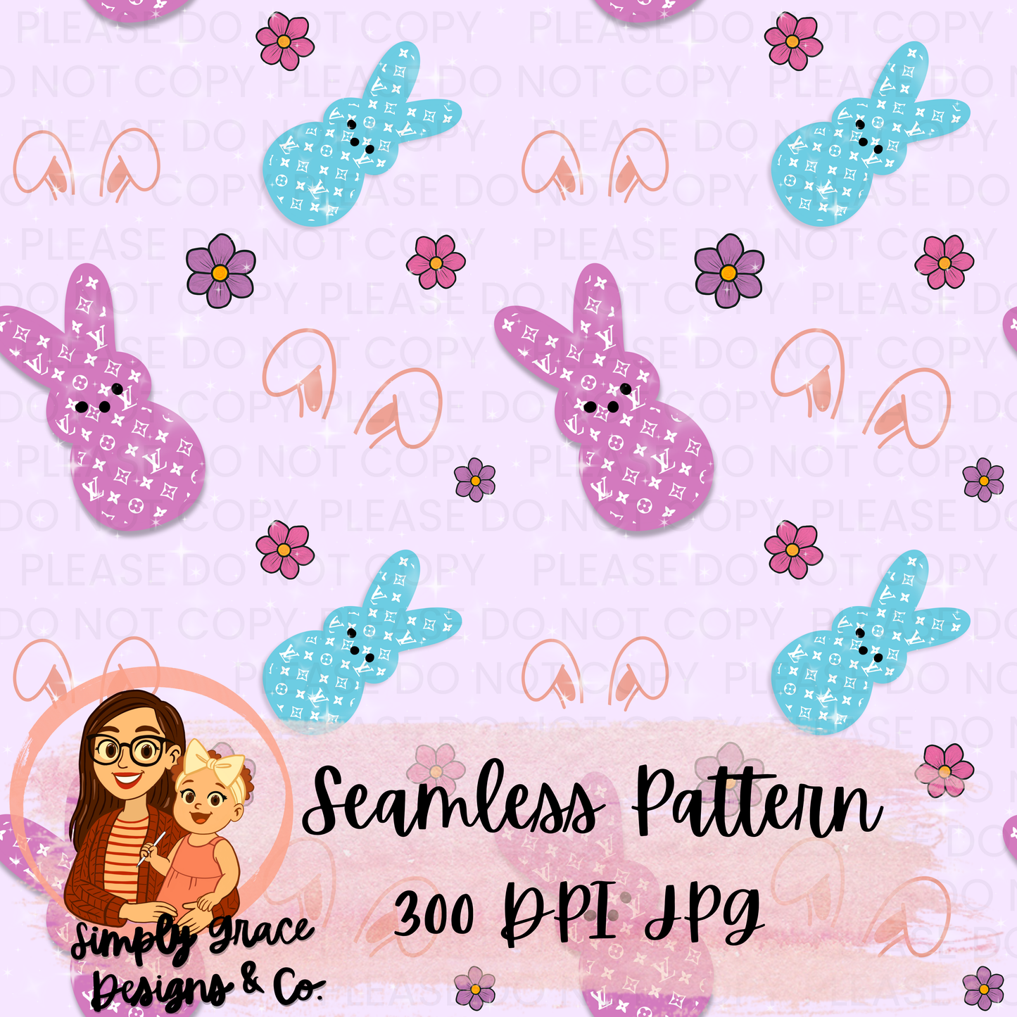 Boujee Easter Peeps Seamless Pattern