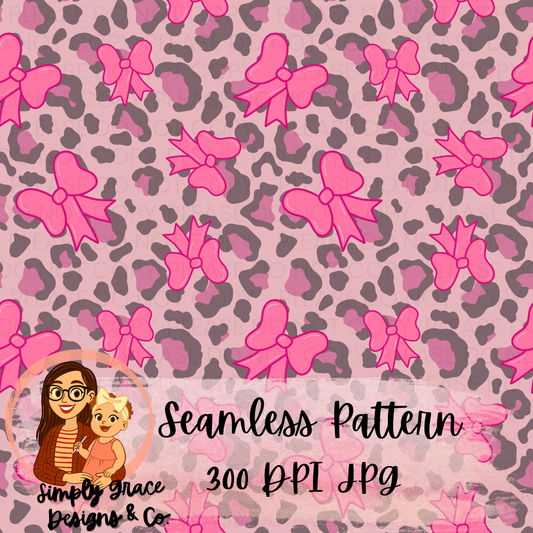 Bows and Cheetah Seamless Pattern