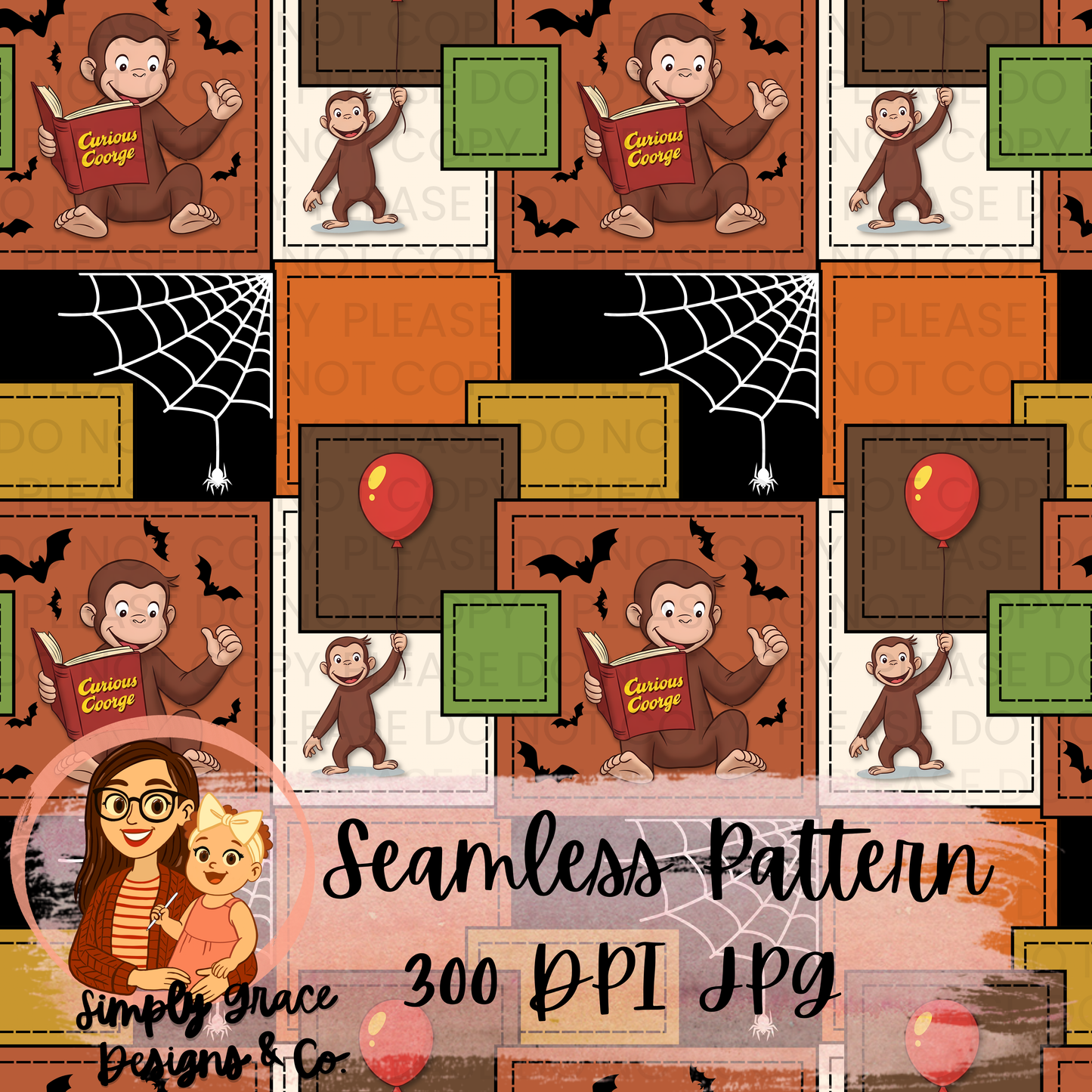 Monkey Inspired Seamless Pattern
