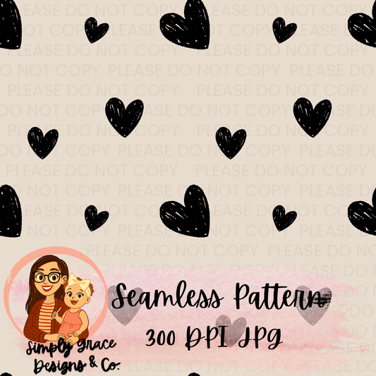 Black Hearts Seamless Pattern