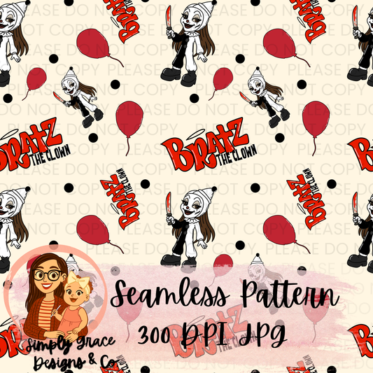 Bratz Clown Inspired Seamless Pattern