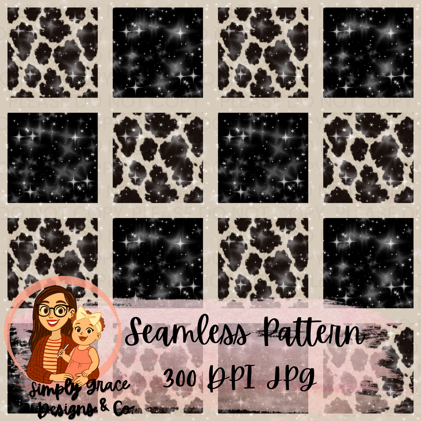 Cow Print Checkered Seamless Pattern