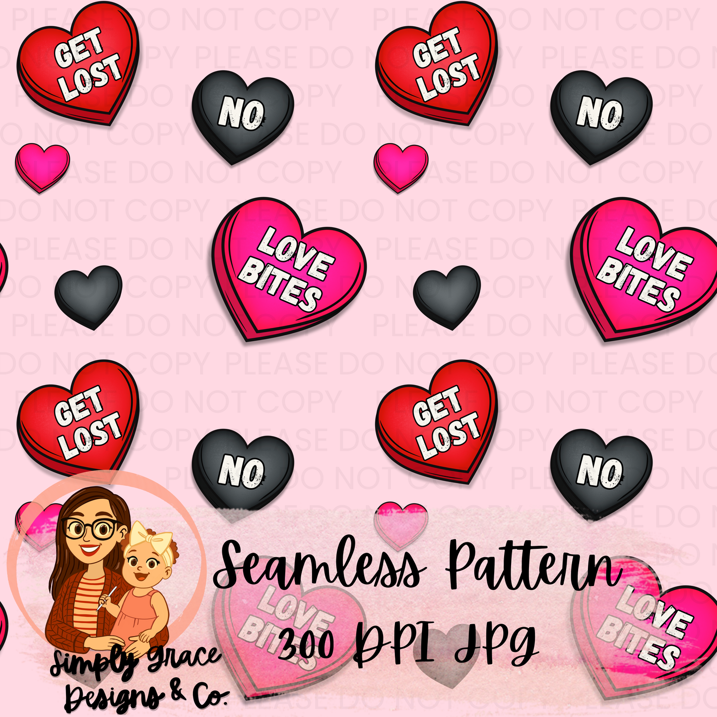 Hearts Anti-Valentines Seamless Pattern