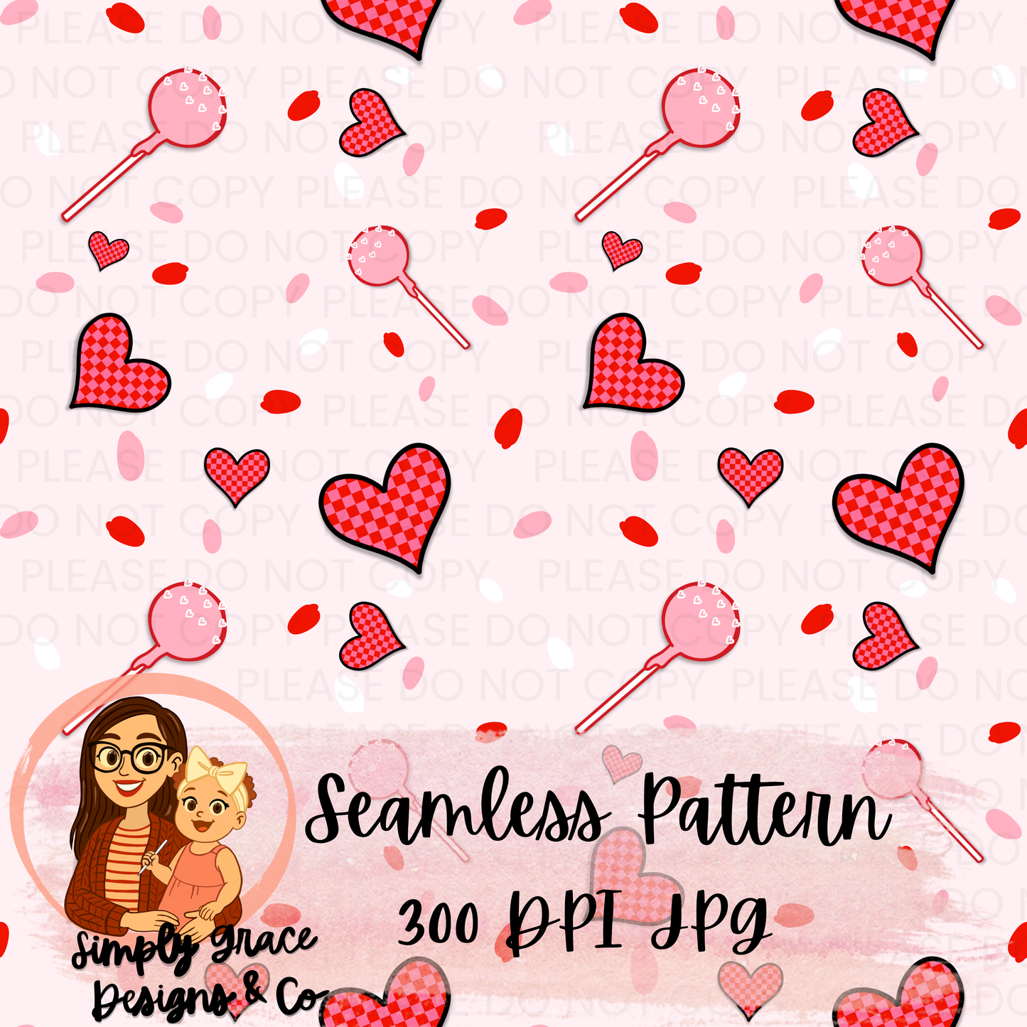 Cake Pop Valentine Seamless Pattern