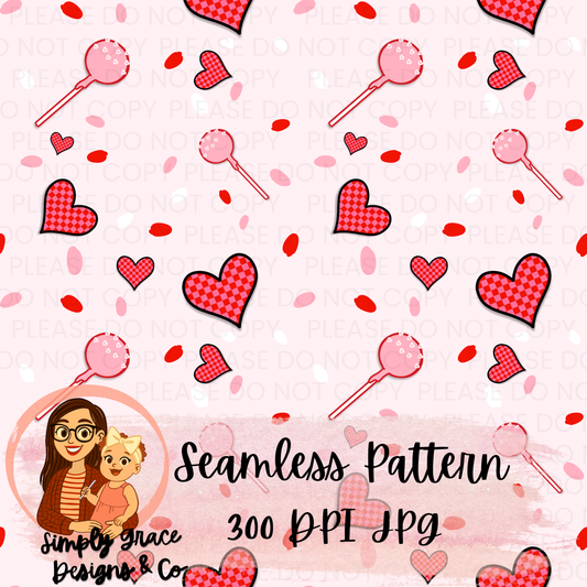 Cake Pop Valentine Seamless Pattern